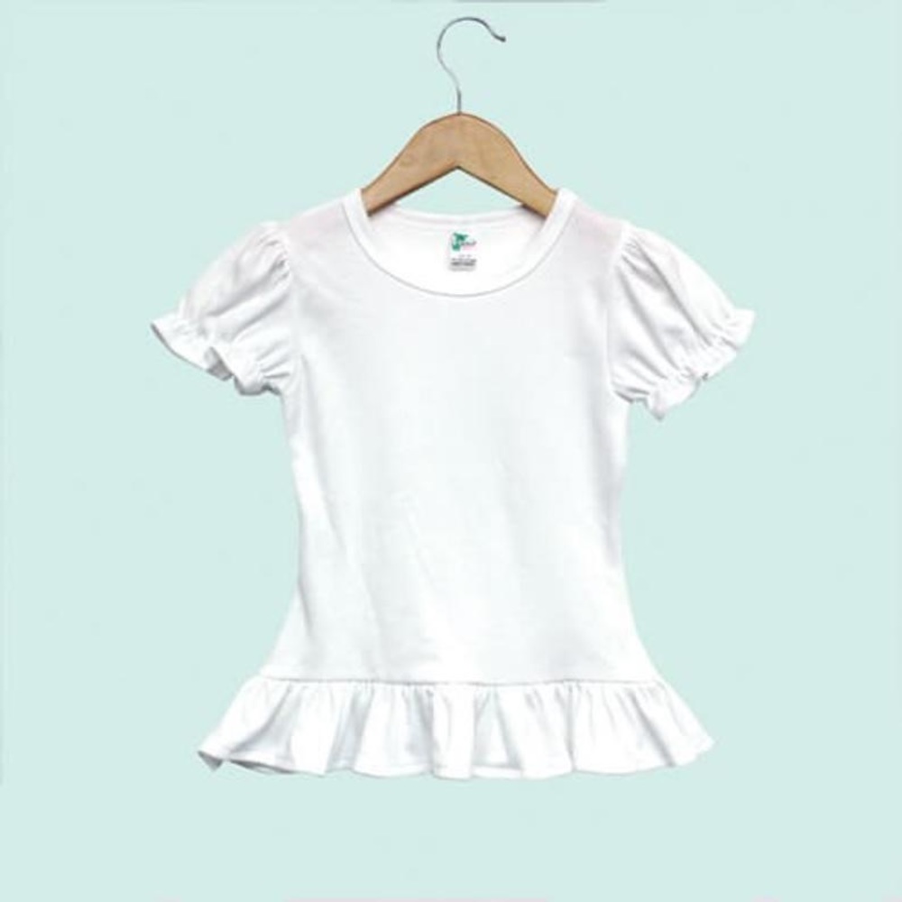 65/35% PolyCotton Ruffle Sleeve/Hem Toddler Tee